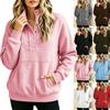 Women's Casual Loose Fit Color Long-Sleeve Sweatshirt Top with Pockets