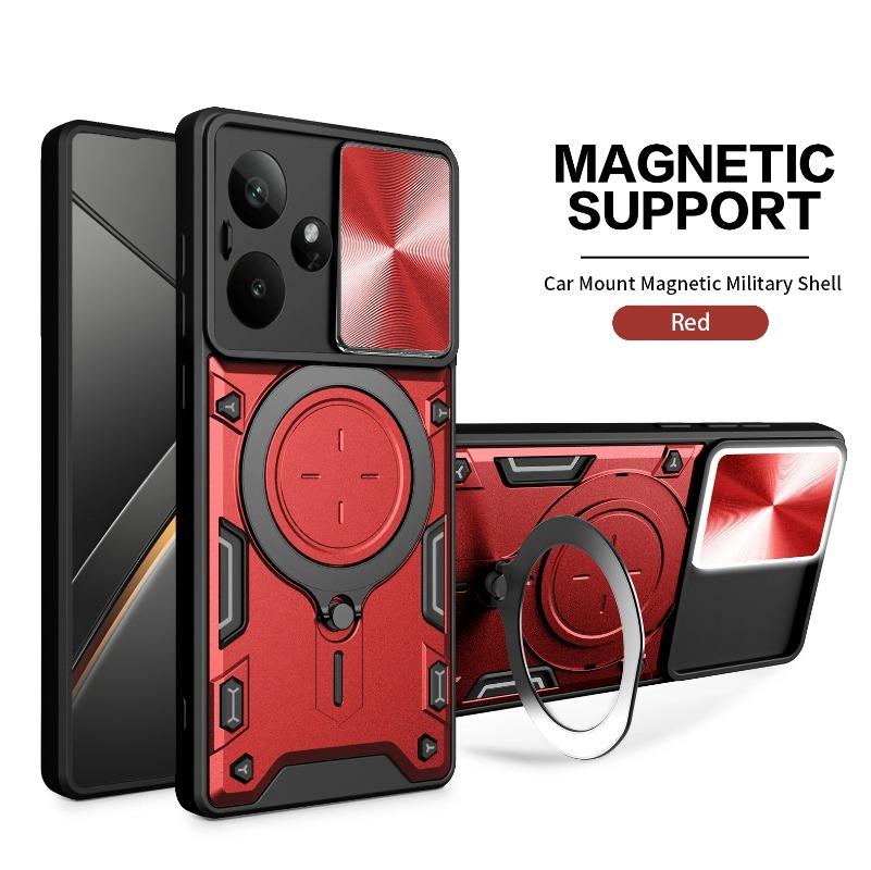 

Cover for Realme GT 7 7T Magnetic Ring Stand Holder Cover for Realme GT7 T Slide Lens Camera Protection Shockproof Bumper Capa For Realme GT 7