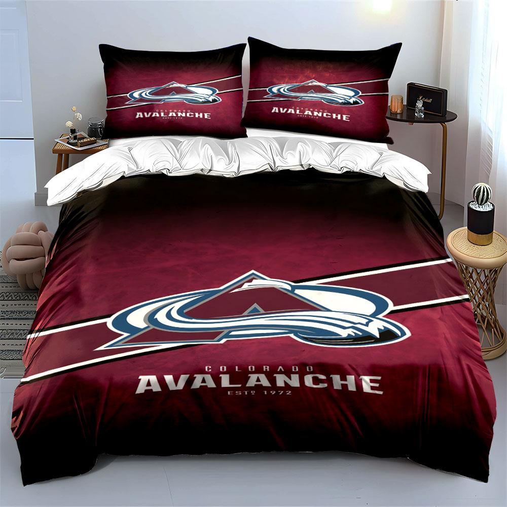 Colorado Avalanche Logo Bedding Design Print Bedding Set Duvet Cover Pillowcases (1* Duvet Cover 2* Pillowcases Do Not Include Comforter)