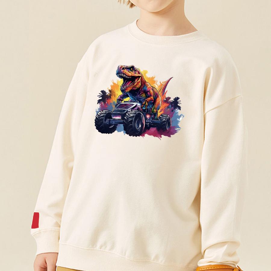 Dinosaurlapper Cartoon Truck Varmeklebende overføring Kunst Håndverk Strykeklær Applikert gjør-det-selv-tilbehør Strykelapper Dyr