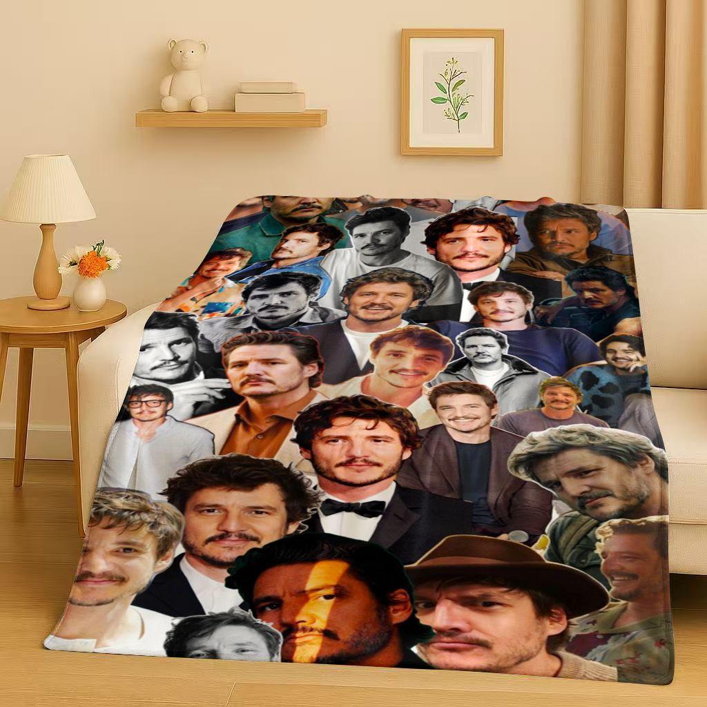 3D Pedro Pascal Handsome Actor Flannel Blanket,Ultra Soft Warm Plush Throw for Home Bedroom Bed Sofa Cover Kids Picnic Gift