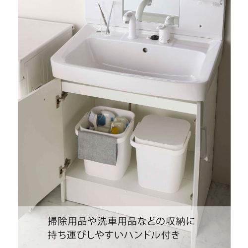 Yamazaki Tower Bucket with Lid, 12L, White, Approx. W27.5 X D26.5 X H28cm, Square, with Handle, Storage Box, 4208