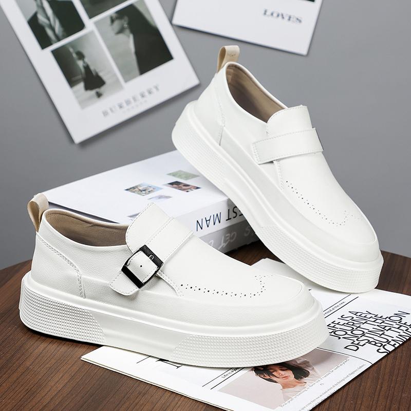 Fashion 2025 New Men's Platform Loafers Chunky Sole Leather Slip-On Shoes Casual Comfortable Walking Shoes for Men Fashion Slip on Flats