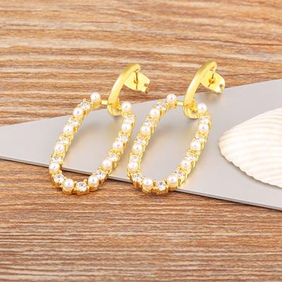 

Nidin Light Luxury Cubic Zirconia White/Colorful Color Drop Earrings For Women Classic Circle Crystal Party Wedding Jewelry Gift білий