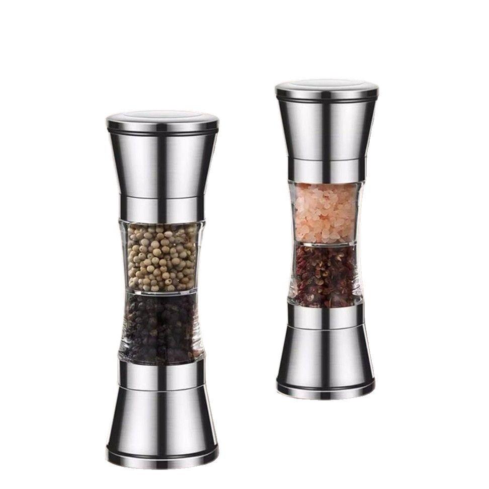 Dual Pepper Grinder with 304 Stainless Steel – Manual Double-headed Design for Home Kitchen Use