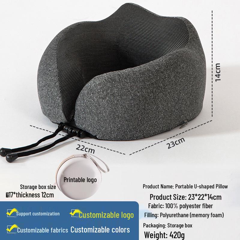 U-Shaped Memory Foam Travel Pillow for Neck and Cervical Spine Support