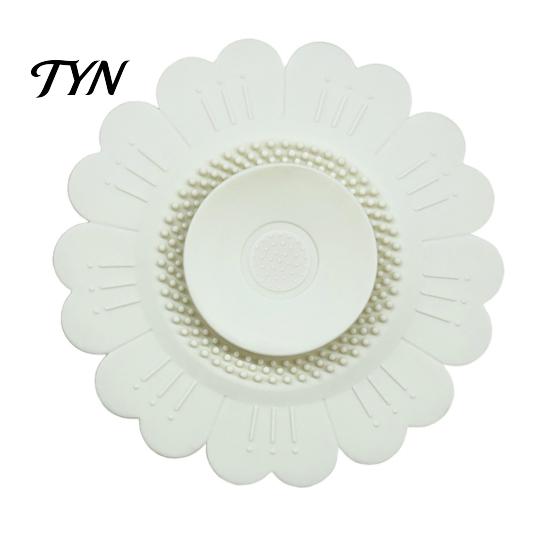 Insect Proof Drain Guard Sunflower Silicone Floor Mat, Bionic Petal Design Anti-Clog Sink Bathroom Strainer Hair Filter, Odor-Proof Drainage Protector