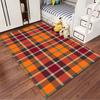 Plaid Pattern Carpet In Warm Orange and Red Tones, Modern Home Decor Suitable for Use As an Anti-slip for Living Room Bedroom Sofas
