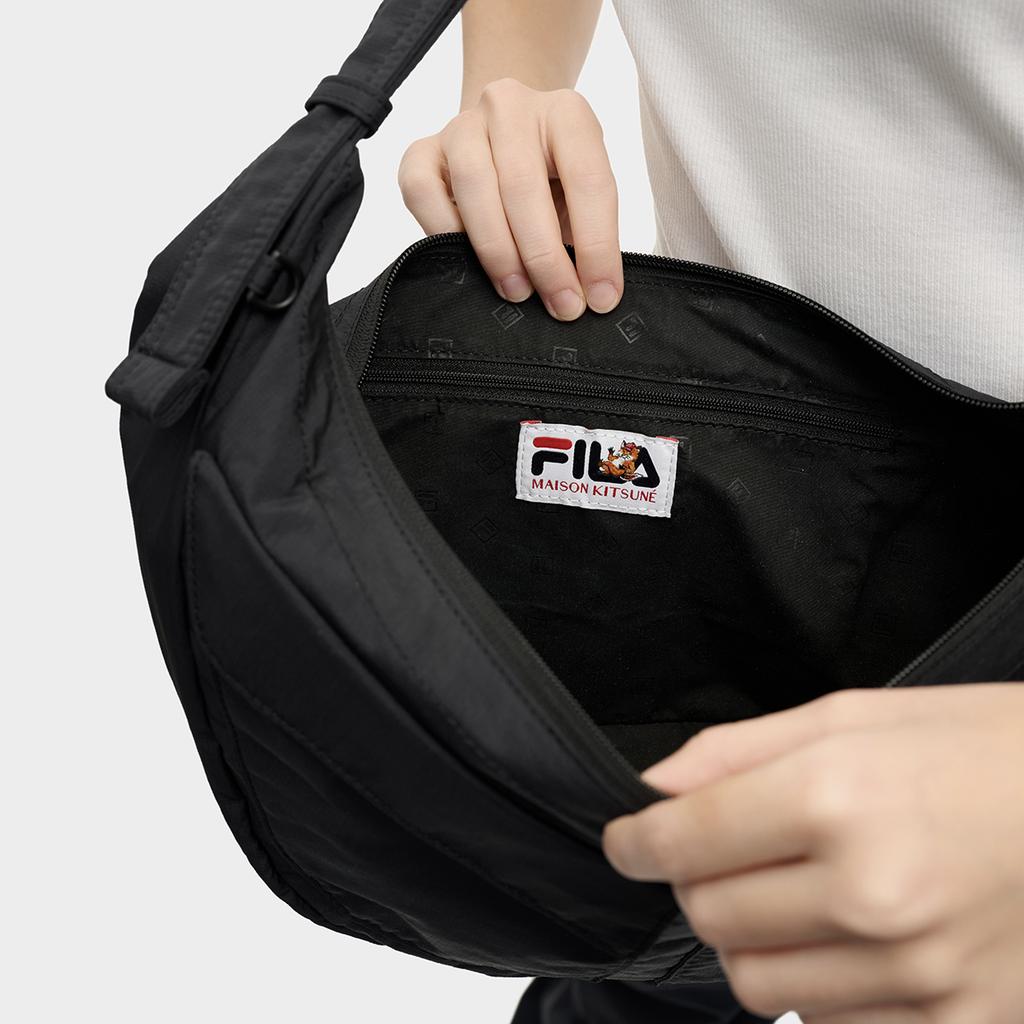 New FILA MAISON KITSUNÉ Fabric Crossbody Bags Women's Black F13U529131F-BK