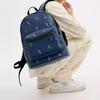 Coach 32 Brand Logo Baseball Print Litchi Grain Leather Backpack Large Men Backpack Blue CAX47-QBRHY