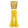 Kids Dance Costume Sparkly Sequined Waistcoat and Flowy Flared Pants Elastic Waistband Party Wear