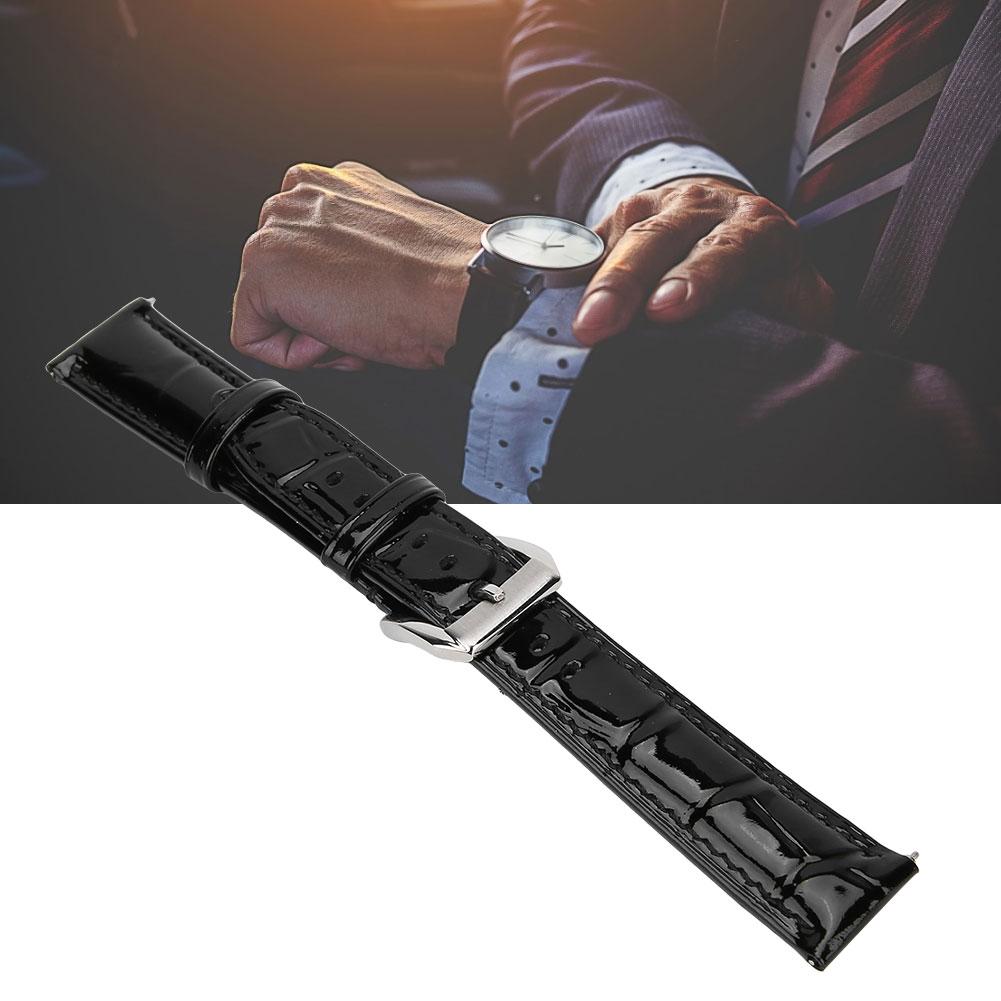 Universal Men Women Adjustable PU Leather Watch Band Strap Replacement 18mmBlack