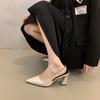Long leg Muse~ temperament bag head empty sandals women's summer new pointed fashion thick high heels single shoes