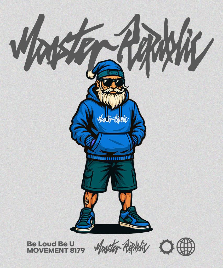 Street Santa Blue Hoodie Gray_8179