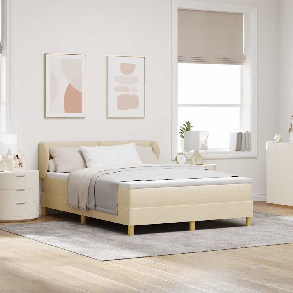 Box Spring Bed with Mattress Cream 140 x 190 cm Fabric