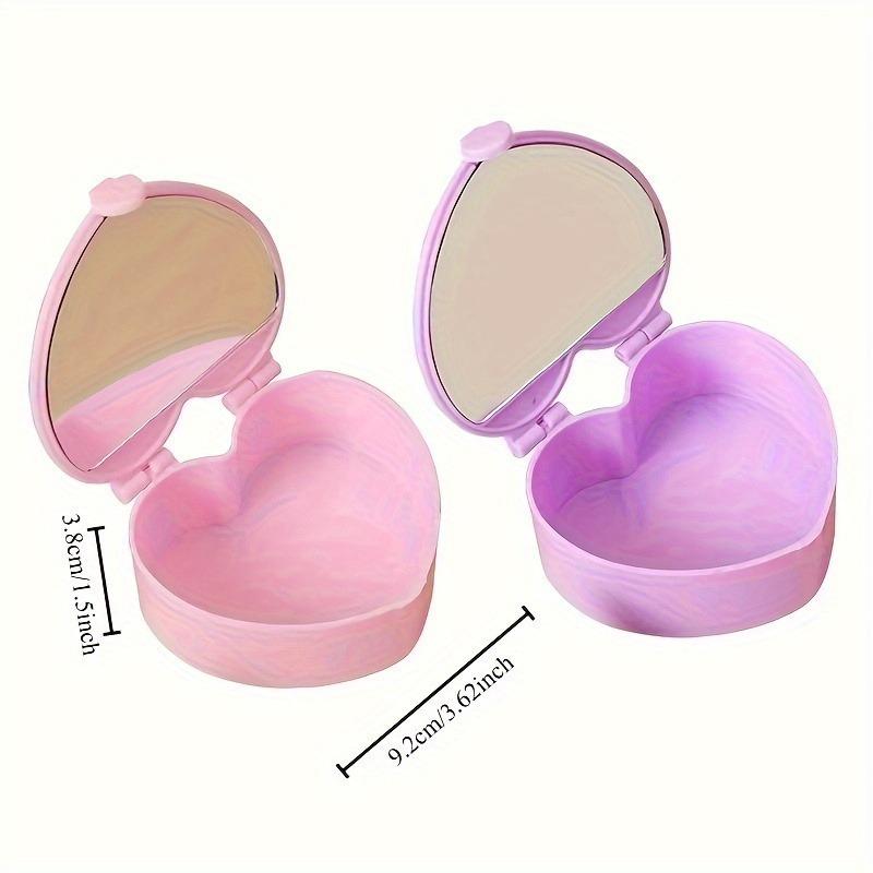 12pcs Heart Shaped Jewelry Boxes Portable Pocket Mirror Cute Plastic Storage Organizer for Rings Bracelets Small Jewelry Boxes