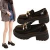 2025 Autumn New Women's Mary Jane Jk Small Leather Shoes Muffin Versatile Loafu Women's Single Shoes Thick Soles Increase Campus
