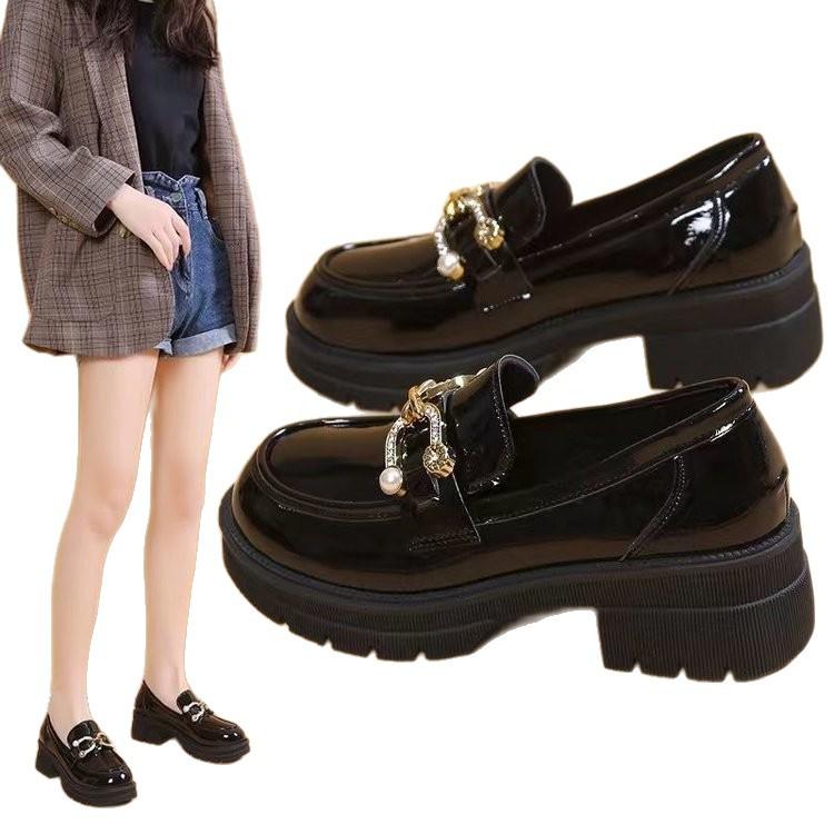 2025 autumn new women's Mary Jane jk small leather shoes muffin versatile loafu women's single shoes thick soles increase campus