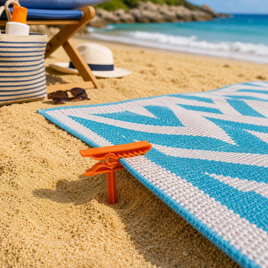 Beach Towel Clips for Picnic Blanket - 3D Printed Decorative Clamps, Set of 4