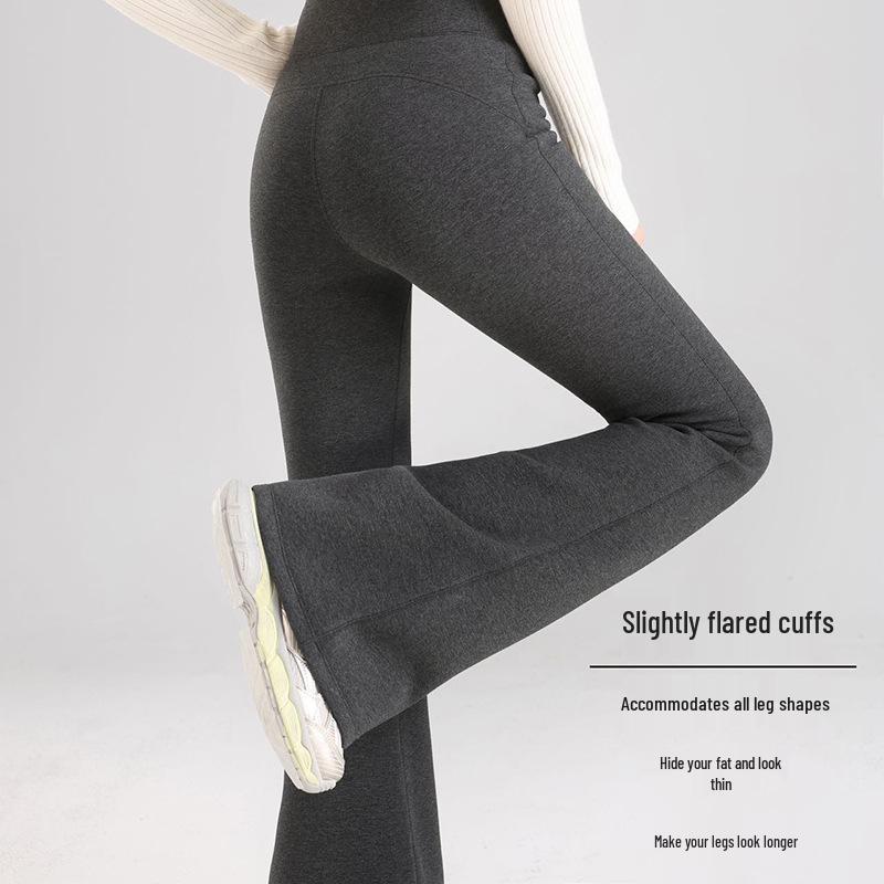 2025 Autumn/Winter Women's Stylish High-Waisted Flared Pants with Fleece, Stretch, and Leg-Slimming Design