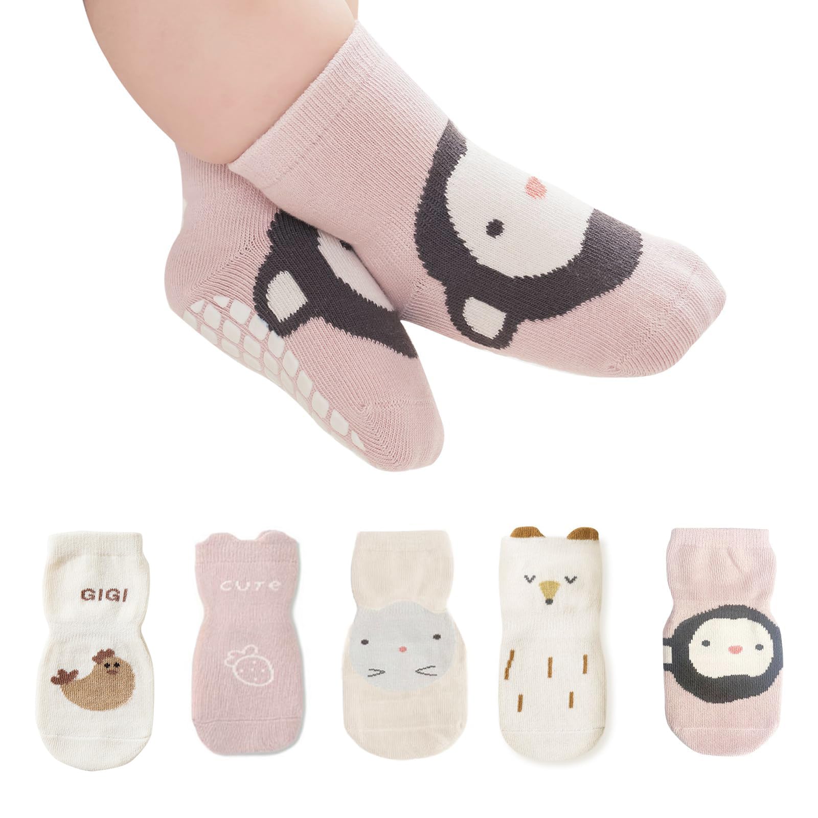 

HOOMCOOM Baby Soft Ages Set of Pink Socks, Cotton, Non-Slip, Spring, Summer, Autumn, Winter, 1-3, 5, розовый