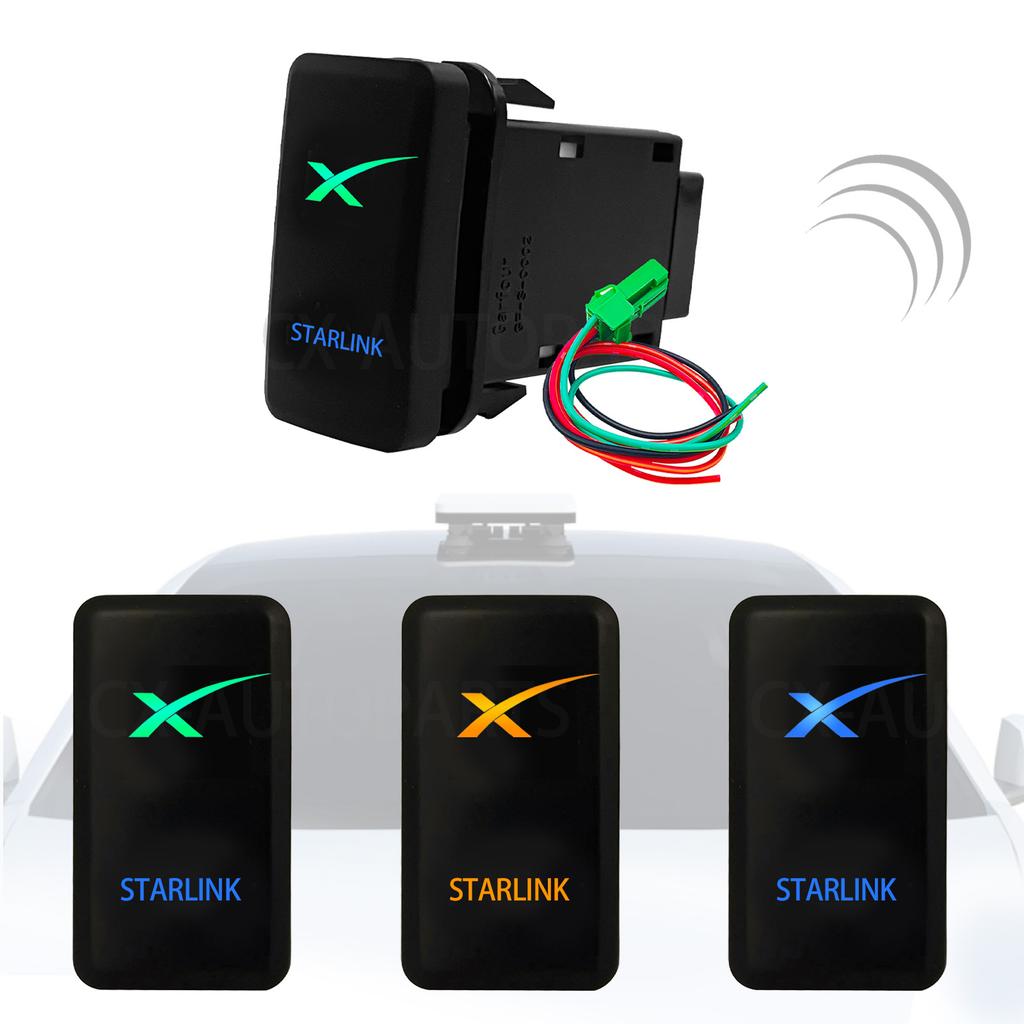 12V 3A Push Switch ON-OFF Blue Led Light Starlink Wifi Antenna Button For Toyota Tacoma FJ Cruiser Highlande Hilux 4Runner Prado
