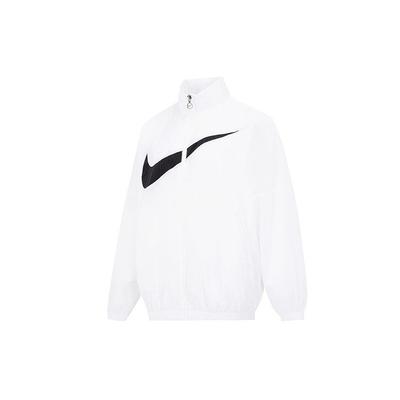 Logo Print Windbreaker Loose Stand Collar Jacket Women Outerwear White DX5865-100