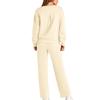 European-Americana Knit Women's Two-Piece: Long-Sleeve Top & Wide-Leg Pocketed Sweatpants
