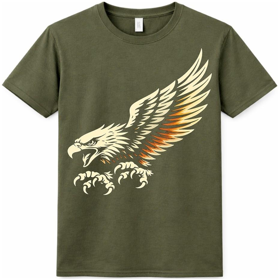 Eagle T Shirt Flying Eagle Graphic Tattoo Style Biker Motorcycle Rider Rock Tee