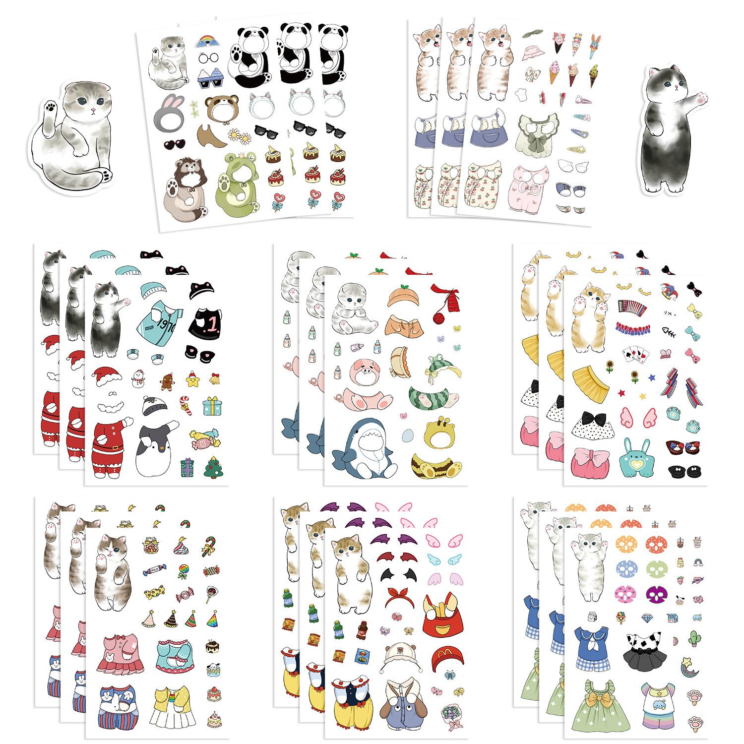 

8 Милых акварельных наклеек с котами для пижамного наряда, для DIY ручного аккаунта, маленькой карточки, украшения чехла для мобильного телефона, в корейском стиле