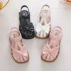 Cute Girls Sandals Bow Peep-toe New Soft Hook & Loop Beige Kids Princess Shoes Casual Sandals Cute Children Shoes Non-slip