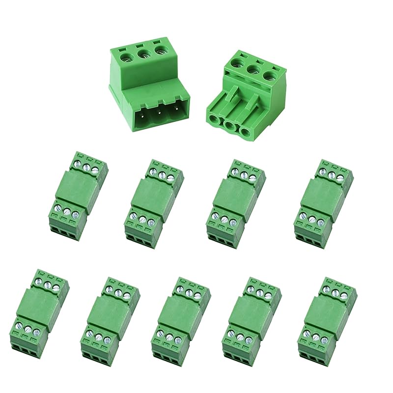 10 Set 3 Pin 2.54MM Pitch Screw Terminal Block Connector for 28-16AWG, Pluggable Quick Connector-Phoenix Type Connector