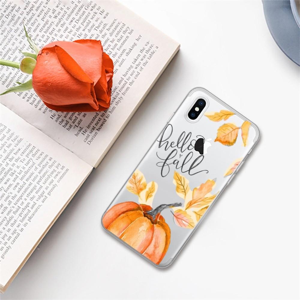 Autumn Pumpkin Leaf Phone Case For IPhone 11 12 13 14 Mini Pro Max XR X XS TPU Clear Case For 8 7 6 Plus SE 2020