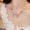 Knock Suitable for Summer Drop Rainbow Candy Necklace Female Niche Accessories Sweet Cool Babes Collarbone Chain Tide