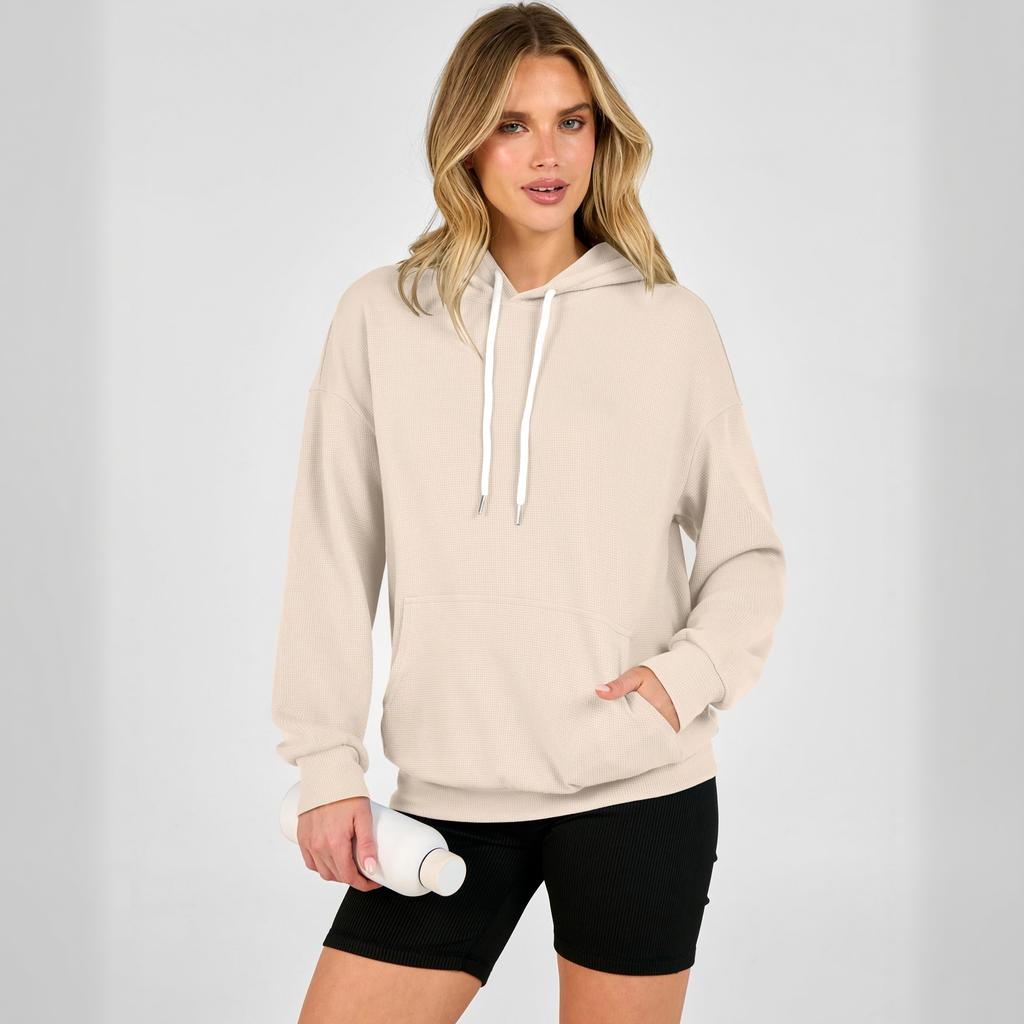 Women's Knit Hoodie Loose Fit Sweatshirt with Pocket for Casual Everyday Wear