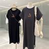 T-shirt Casual a Maniche Corte, Vestibilità Larga, Lunghezza al Ginocchio, Semplice Abito di Media Lunghezza
