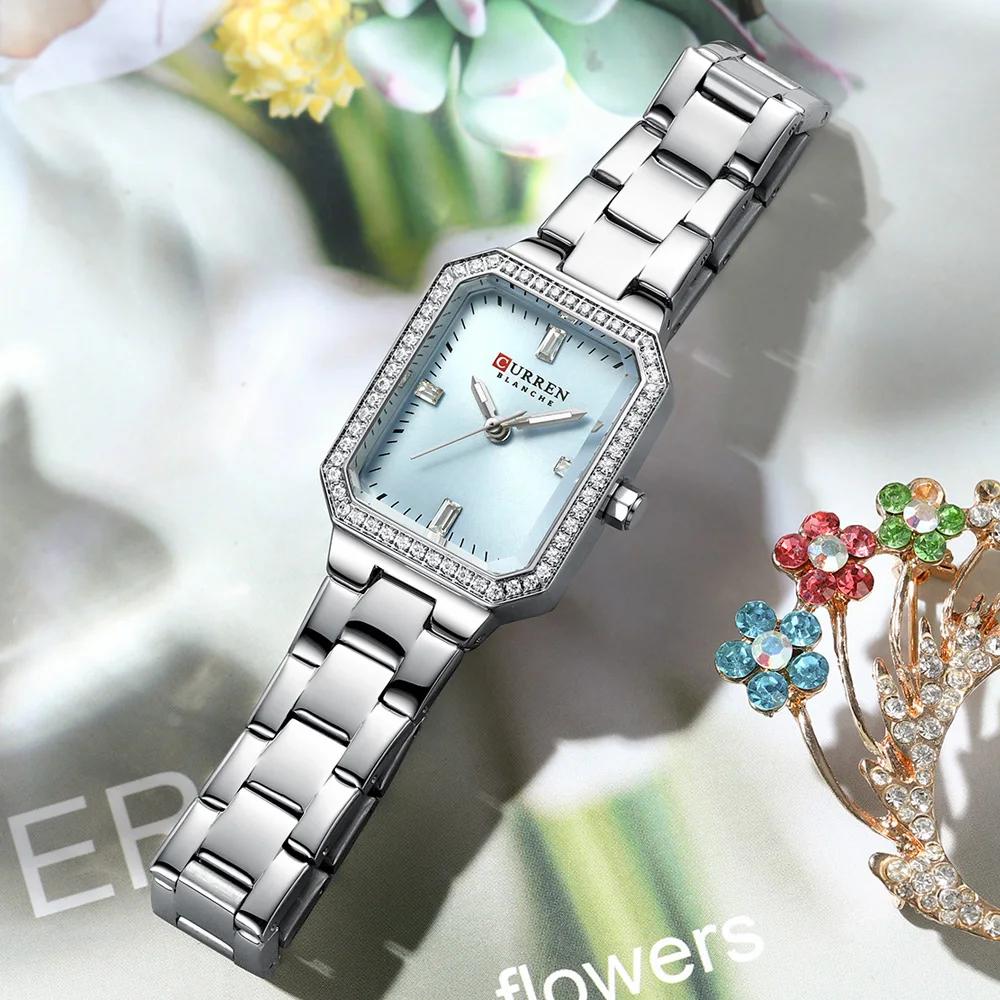 CURREN Women Watch Quartz Watch for Ladies Simple Elegant Dress Wristwatch Stainless Steel Bracelet