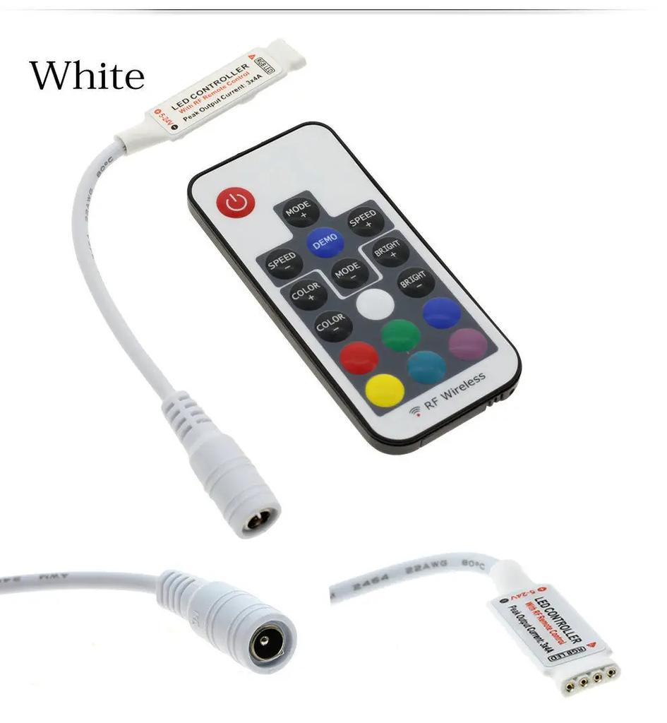 RF 17 Keys RGB Remote Controller DC 5V-24V Wireless Dimmer 4 Pin Connection For LED Light Strip DIY Part