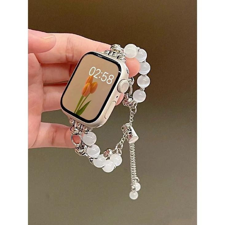 

Elegant Beads Link Strap For Apple Watch Band For Women 38mm 40mm 41mm 42mm 44mm 45mm 46mm 49mm 38mm40mm41mm серебряный