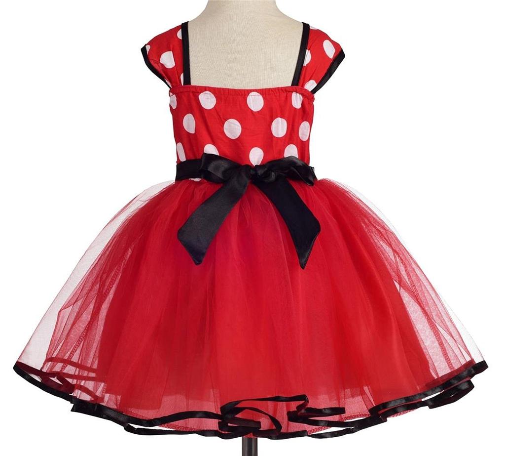 Kids Minnie Mouse Style Girls Polka Dot Costume Birthday Party Tulle Skirt with Headband Ages Red [Dressy Daisy] 5-6