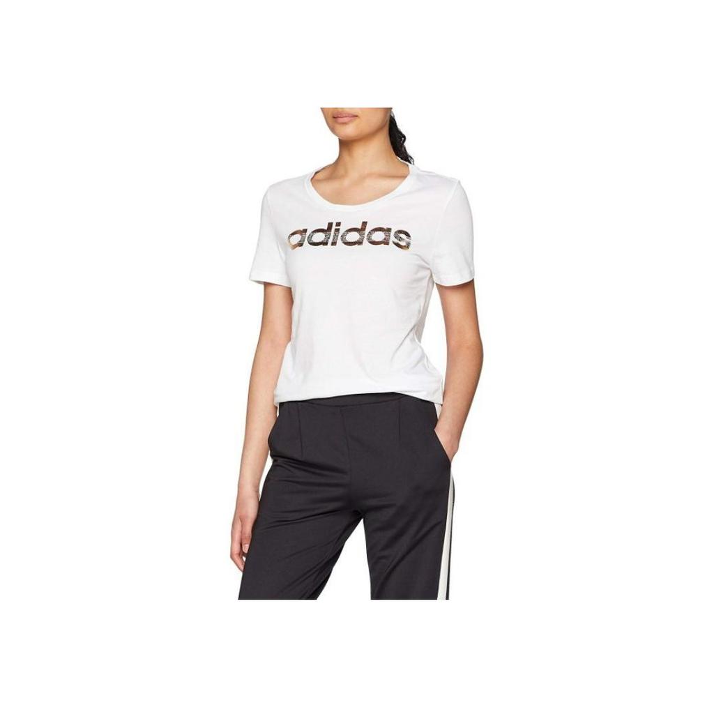 adidas Folie Linear Einfach Gold Buchstaben Druck Rundhals Kurzarm T-Shirt Damen Oberteile Weiß CV4567