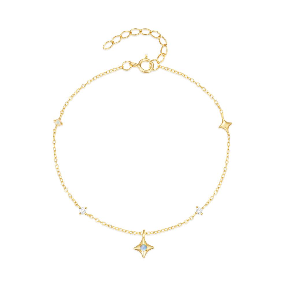 CANNER European American Style Eight-Pointed Star Zircon Bracelet S925 Silver Personality Simple Versatile Bracelet
