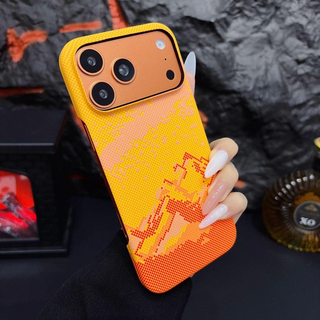 Kevlar Carbon Fiber Texture Magnetic Case for iPhone 17 Pro Max - Water Decal Half-Wrapped Protective Cover