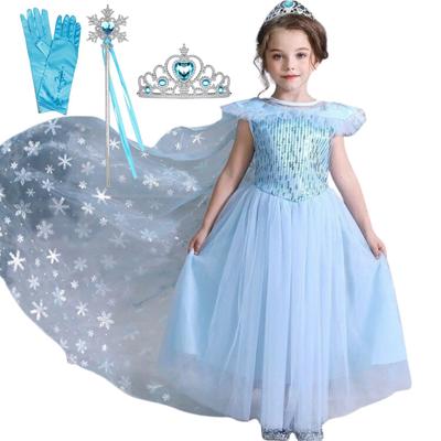 Kinder Prinzessin Kinder Licht 100cm [MANAMANA] Kinderkleid, Kleid, Kleid, Tiara, Schneeflocke, Stab, Handschuhe, 4-teiliges Set, Kostüm, Blau, Mädchen, 100,