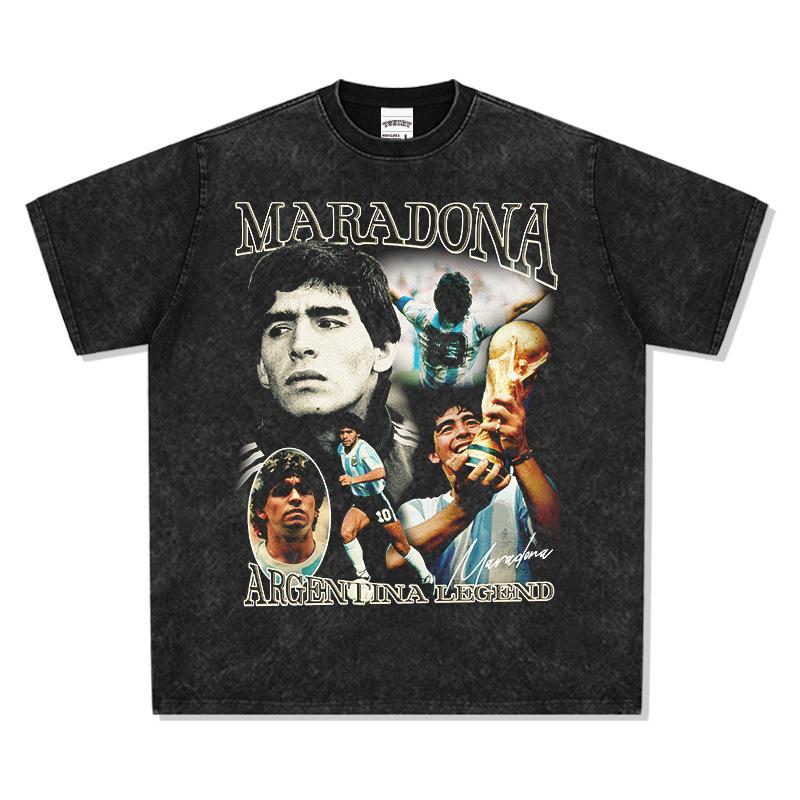 Loose T-Shirt Men S Fried Maradona Printed Trendy Brand Short-Sleeved Football Short-Sleeved T-Shirt Men S Summer Pure Cotton S