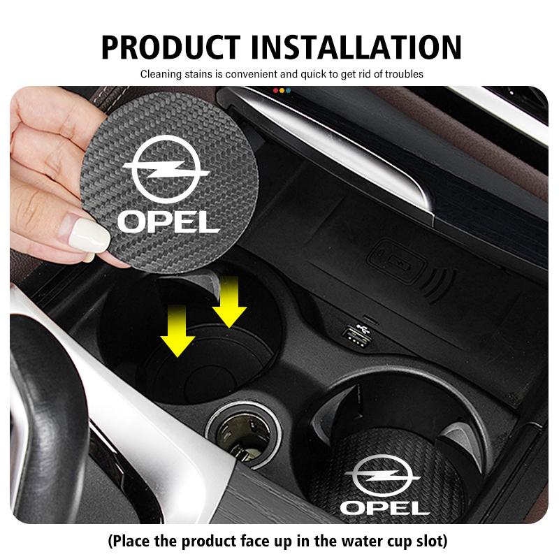 2 Stück Auto-Getränkeuntersetzer Kohlefaser Wasserbecher-Schlitz Rutschfeste Matte Flaschenmatte Für Opel Vectra Zafira Meriva Mokka Grandland Vivaro Antara