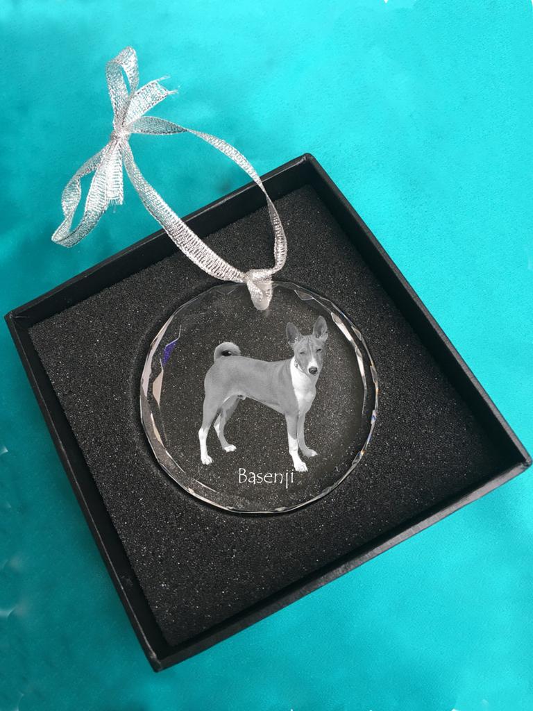 Basenji, African Bush Dog, Congo Dog - Crystal Bauble with a Photo, Dog Photo In Crystal, Personalized Christmas Tree Ornament by Art-Dog Brand