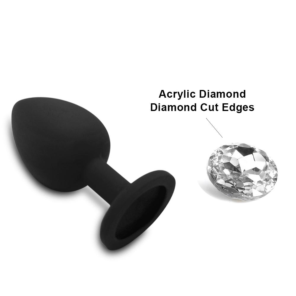Beginner Mini Anal Plug Soft Silicone Butt Plug with Detachable Acrylic Diamond Sex Toy for Couples Men Women