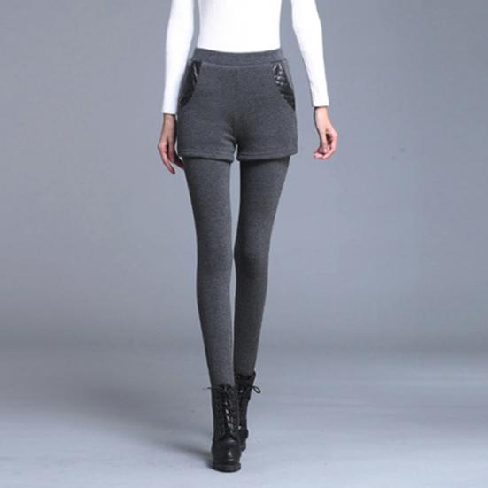 Утолщенные леггинсы с высокой талией и карманами на эластичном поясе — фото 7