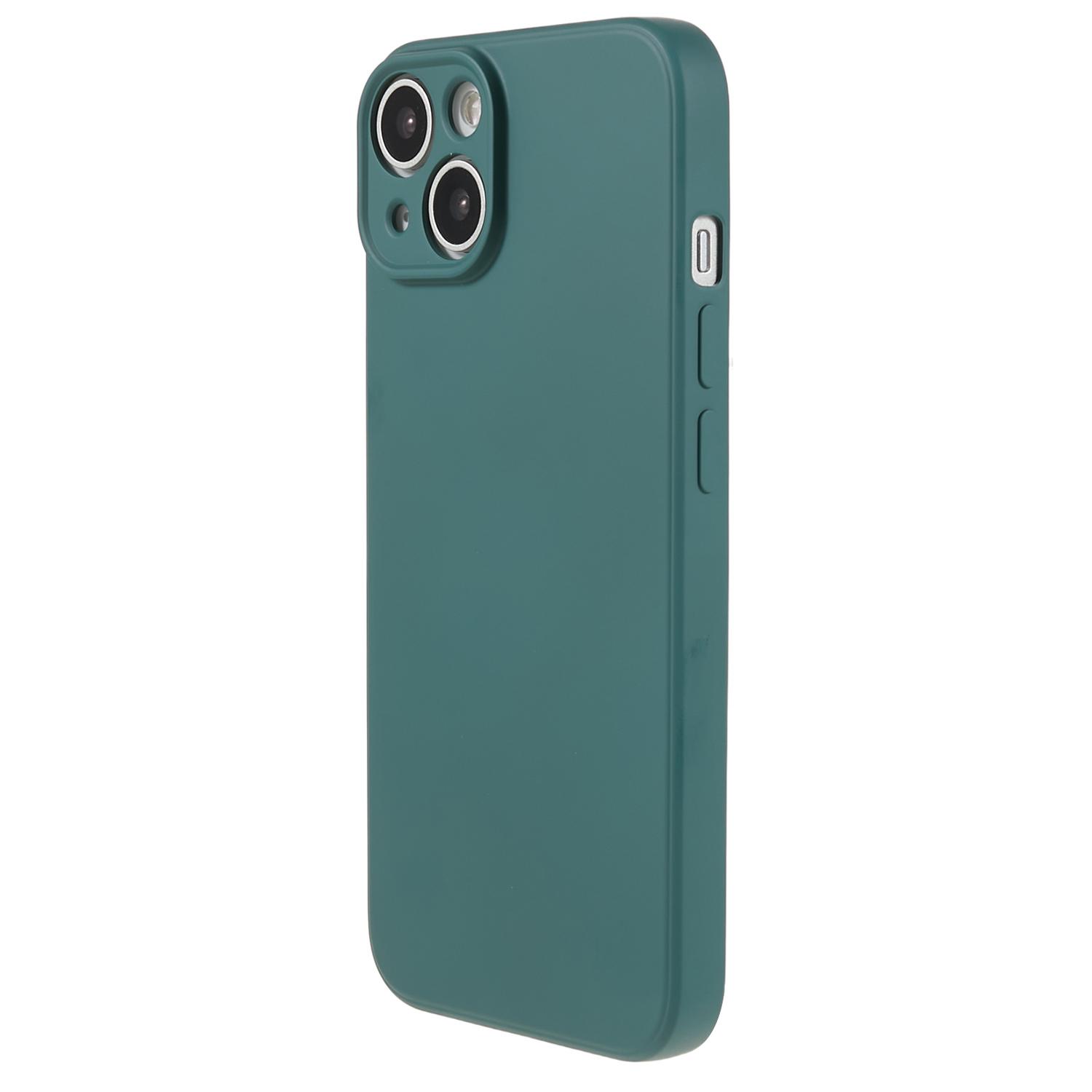 

For iPhone 14 Fiber Lining Soft TPU Phone Case Rubberized Texture Protective Cover Army Green